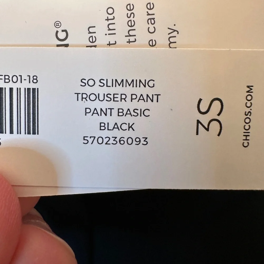 NWT Chico's Size 3S 16S So Slimming Trouser Pants Basic Black‎ 29.5 Inseam $99